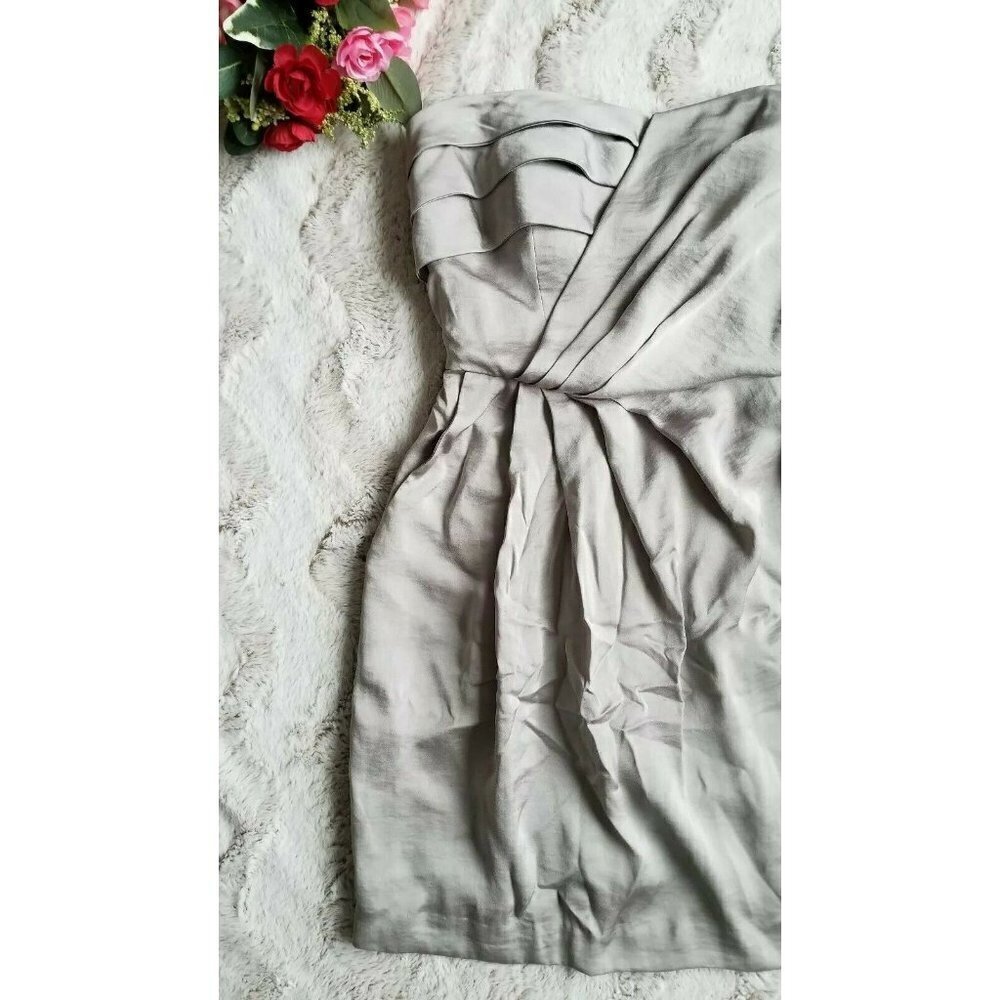 Bcbg Generation Silver Metallic Gray Strapless Mi… - image 2